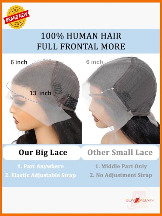 13x6 HD Lace Front Wig Human Hair Body Wave 30 Inch 200 Density Glueless Pre main image 4